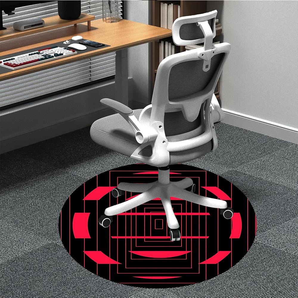 

1pc Geometric Pattern Office Round Area Rug, Indoor Mat Suitable ForOffice, Under Office Chairs Bedroom Living Room Home Decor, Room Deco T166 80cm by 80cm