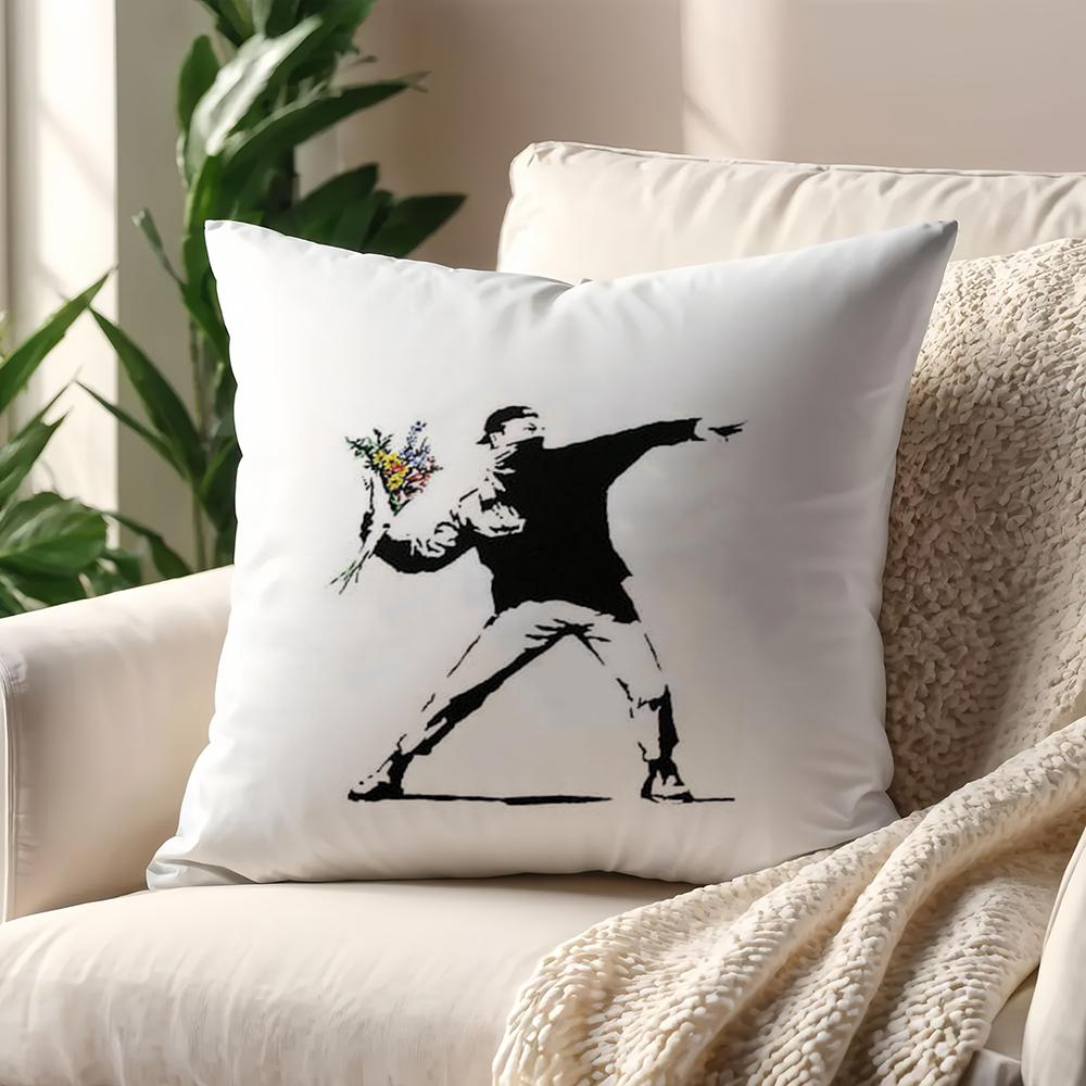 Banksy Street Graffiti Art cushion cover For Pillow Printing Sofa Decoration Home Car Room Coffee Shop Office Nordic Simplicity