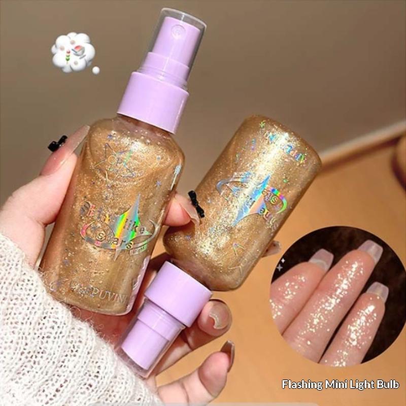 Cappuvini Peach Body Glitter Spray Diamond Sparkling Highlighter Liquid Champagne Bronzer Shimmer Full Body Shiny Cosmetics 65G