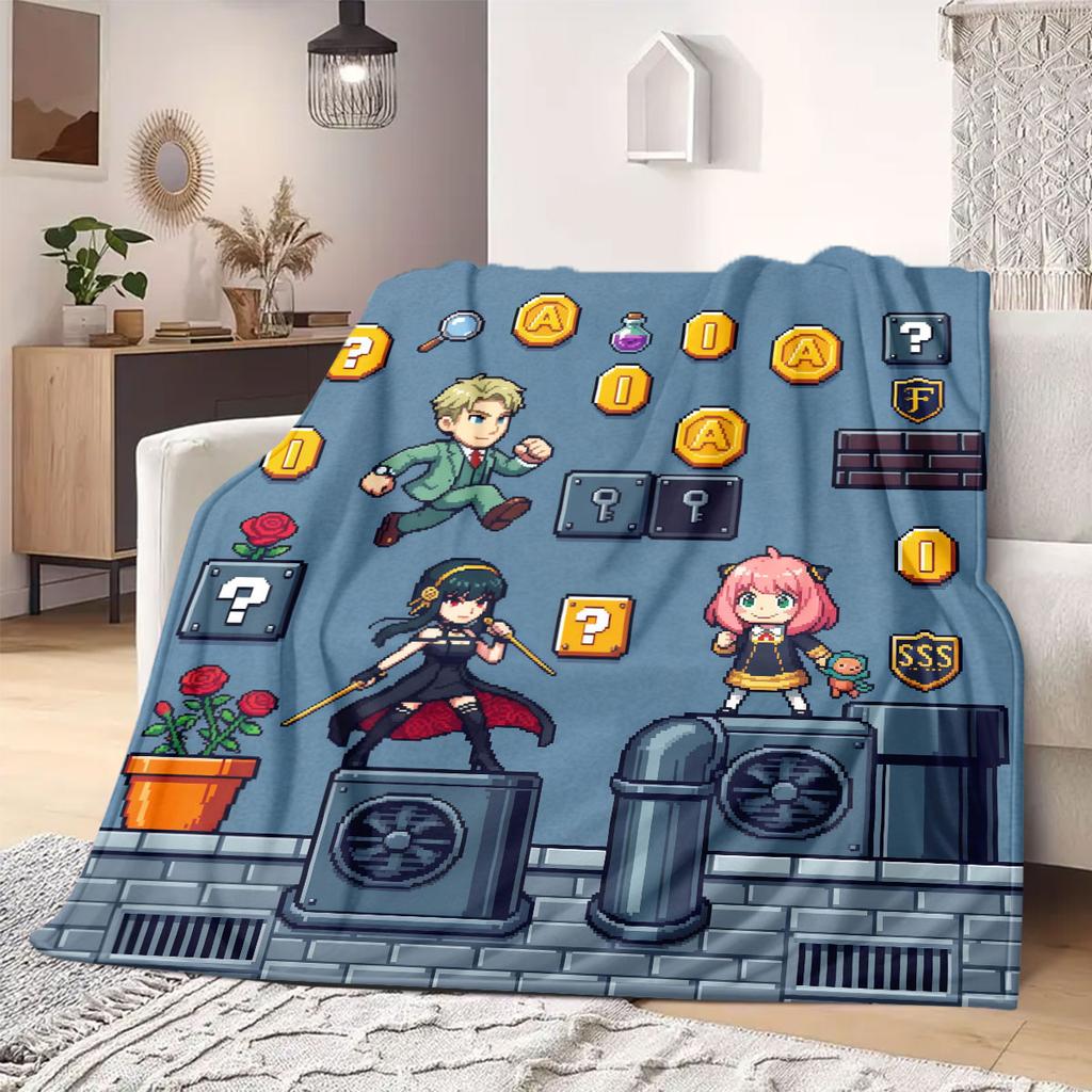 SpyxFamily Professional 2D Print Flannel Blanket, Cartoon Graphic for Room, Warm Bedding Travel Essentials_LIAN
