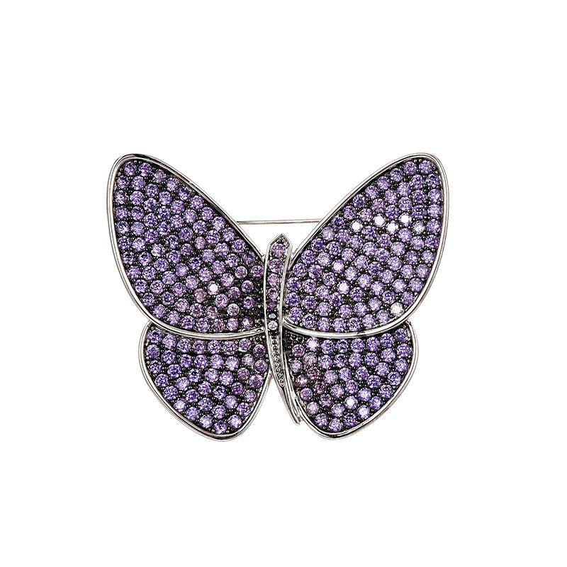 European Heavy Industry Luxury Elegant Exquisite Butterfly Brooch Temperament Versatile Full Zirconium Coat Accessories Anti-light Buckle