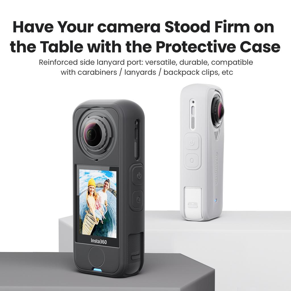 AMAGISN For Insta360 X4 Air Silicone Protective Case Shockproof Camera Body Cover with Lens Cap