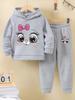 Fall/Winter new casual comfort warm girl's print warm lining hoodie and sweatpants set
