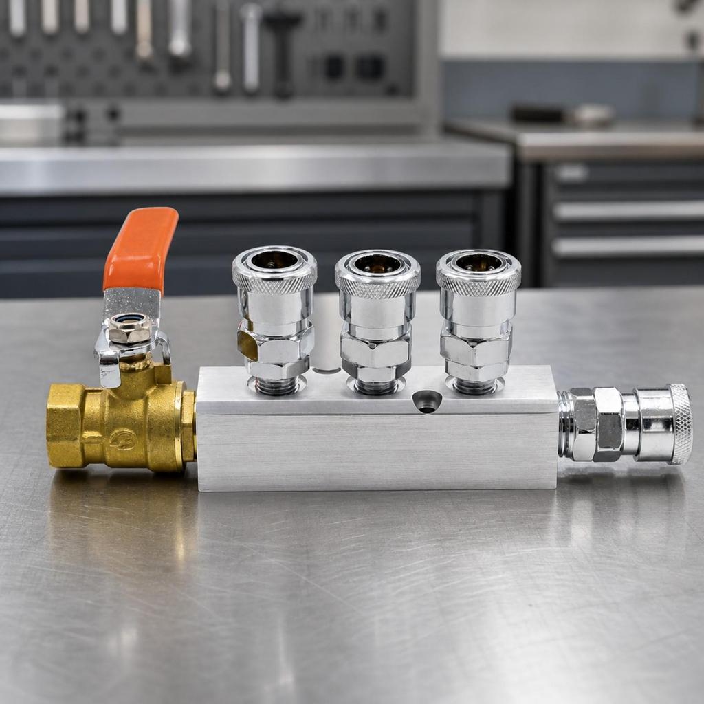 Pneumatic Manifold with Ball Valve Industrial-Grade for Technicians, Mechanics