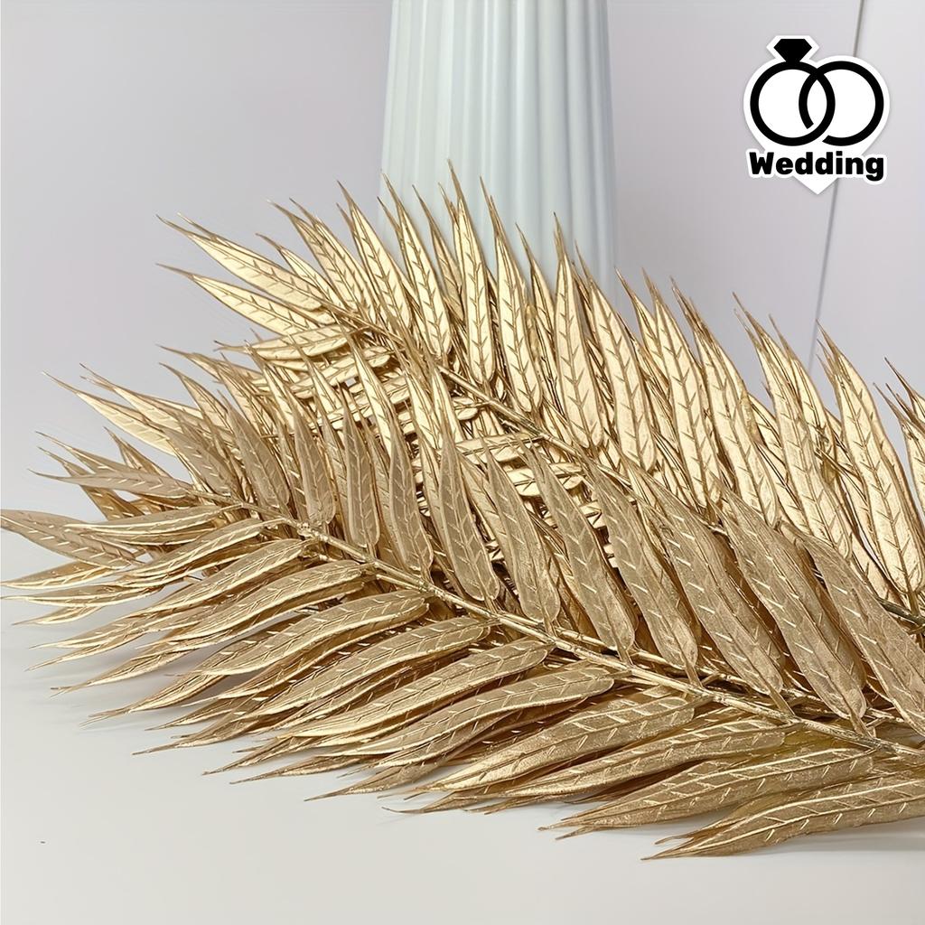 5pcs Golden Willow Leaf Decor Reusable Faux Botanical Arrangement,Ideal for Home Decor,Wedding & engagement Use,desk Decoration