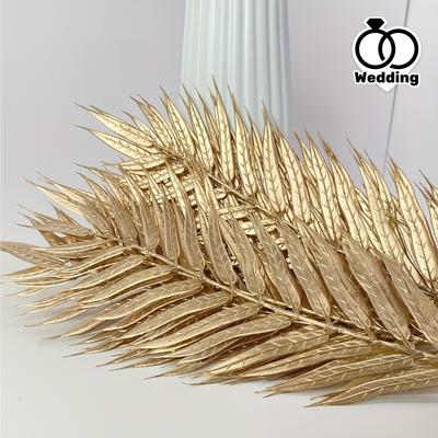 5pcs Golden Willow Leaf Decor Reusable Faux Botanical Arrangement,Ideal for Home Decor,Wedding & Engagement Use,desk Decoration