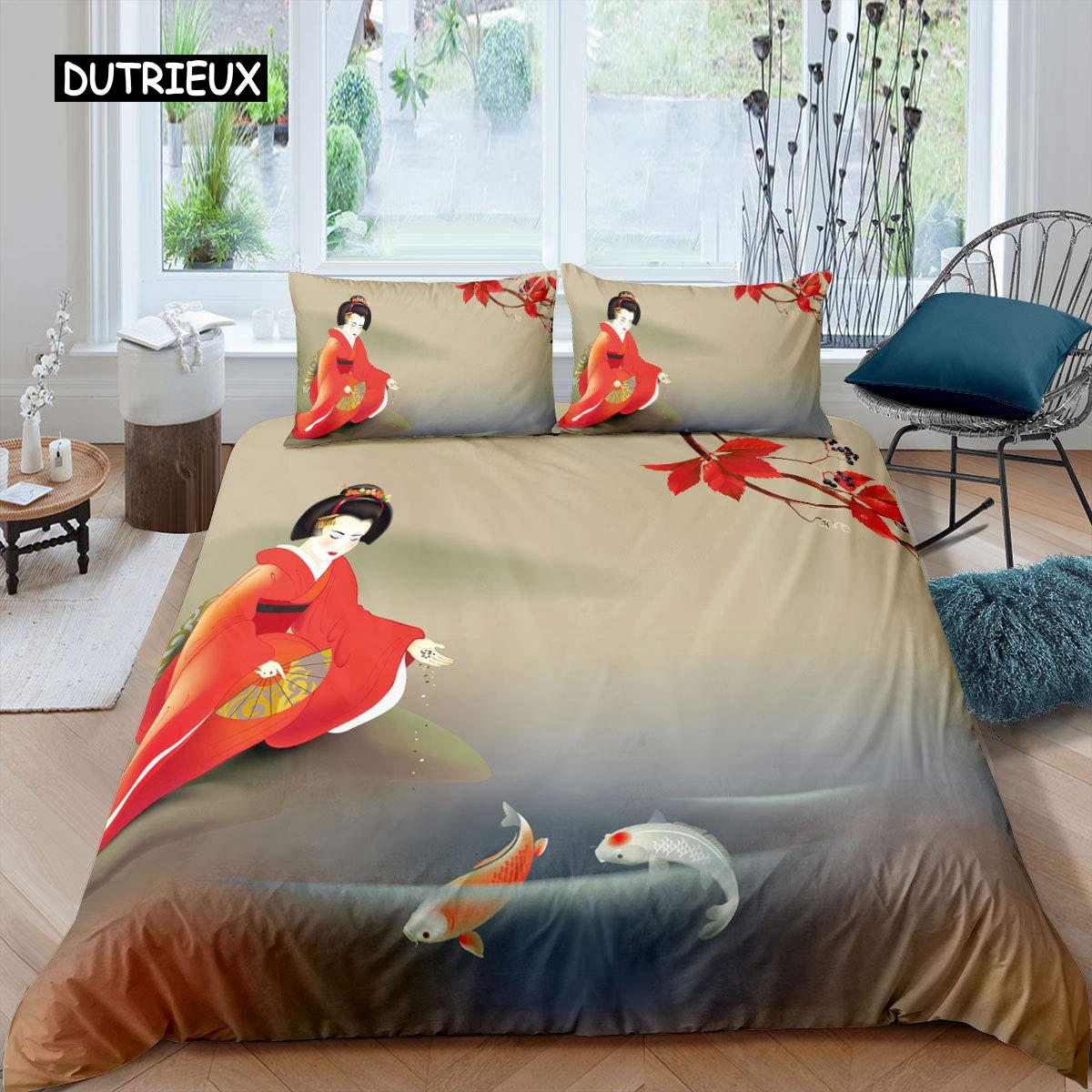 

Комплект постельного белья с изображением рыб кои размера King Size, комплект постельного белья с изображением лотоса из микрофибры, двухслойное одеяло в виде облака для девочки, фермерский дом EU single(135x200cm)