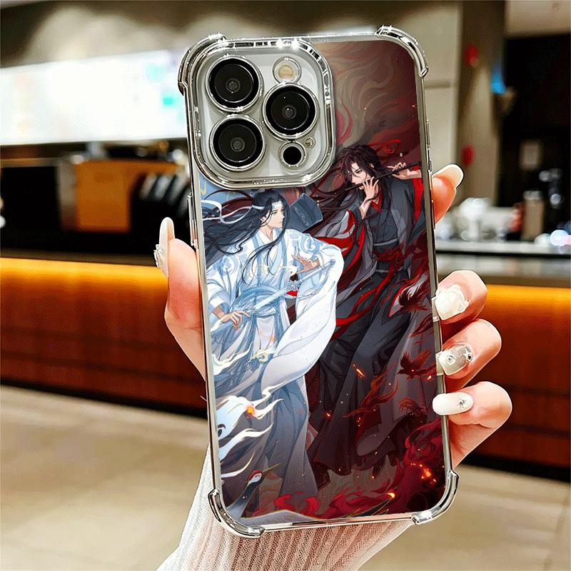 Mo Dao Zu Shi Anime Plating Phone Case For Iphone 16 17 Pro Max Air 16E 14 15 Plus 12 13 Mini Anti-Fall Airabag Cover