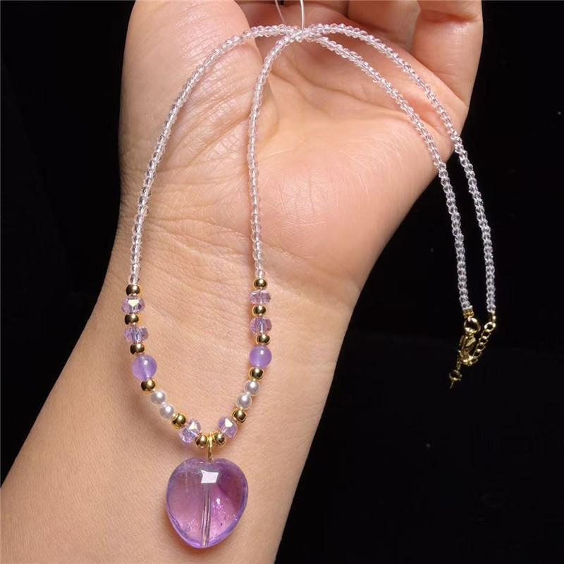 Natürliches Amethyst Liebes-Schlüsselbein-Kettchen, Modisches Leichter Luxus Halskette, Vielseitiges Neun Lila Feuer Amethyst Engel Baby