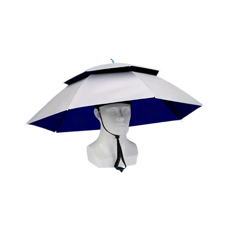 Portable Sun Cover Hat Parasol Double Layer Headwear for Outdoor Fishing Gardening Camping Hiking and Daily Walking