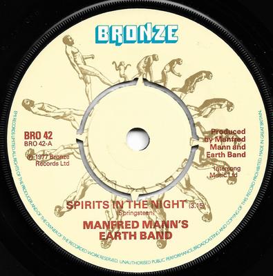 7inch Record MANFRED MANNS EARTH BAND  Spirits In The Night BRO42 Bronze 1977 UK Rock Used