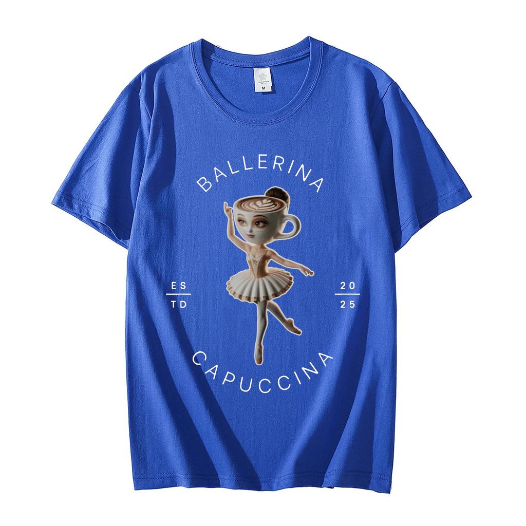 Ballerina Capuccina Funny Italian Brainrot Meme T Shirt Men Women Oversized Fashion Tshirt Summer Casual Pure Cotton Tshirts