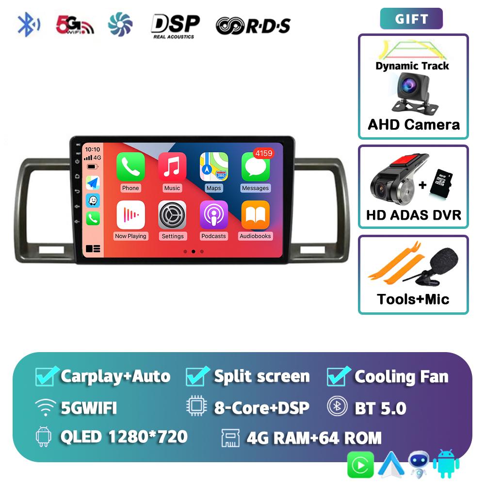 Android 14 Carplay Auto For Toyota Hiace 2004-2019 Car Radio Multimedia Video Player Head Unit GPS Navigation Stereo 2din 2 DIN