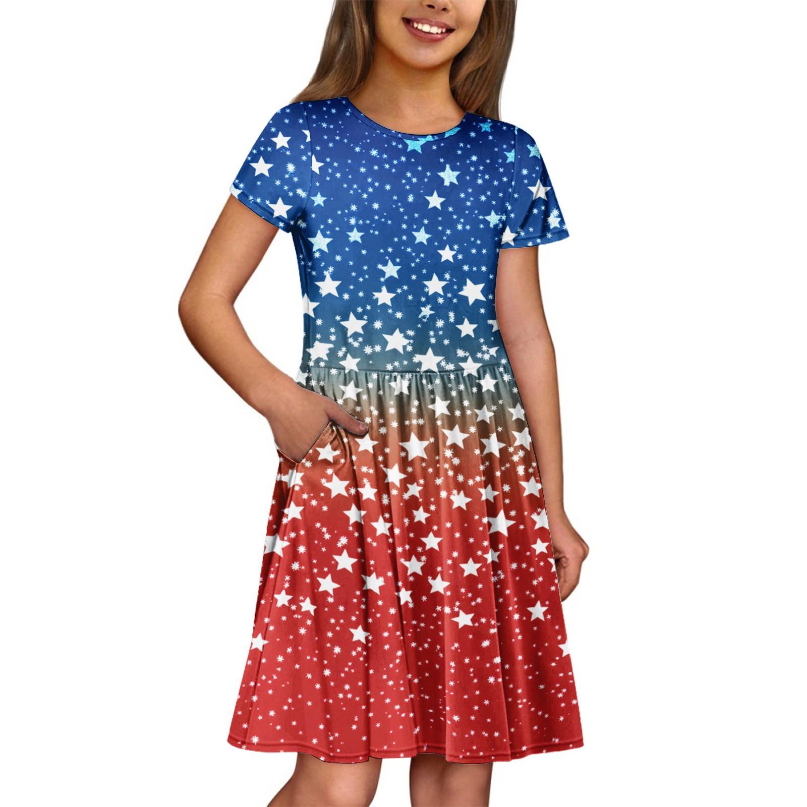 

Дівчинка Літня Сукня Однотонна та з Принтом Сукня без Рукавів з Кишенею Повсякденна Сукня з Коротким Рукавом для Вечірки 160 червоний