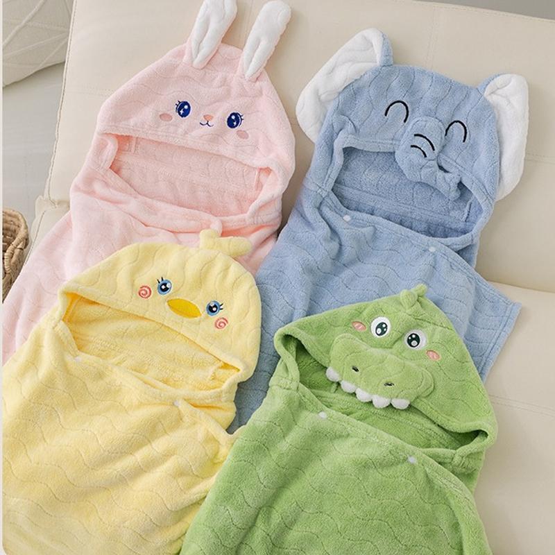 Baby Hooded Bath Towels Cartoon Animal Newborn Soft Towel Blanket Toddler Bathrobe Warm Sleeping Swaddle Wrap for Boys Girls