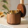 Solid Wood with Lid Ashtray for Home Living Room, Stainless Steel Inner Container, Luxurious and Retro Style Ashtray, Dust-proof