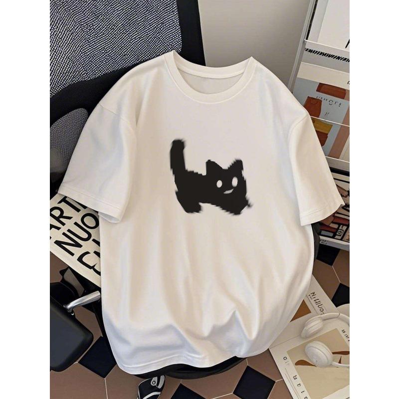 Men s Print T-Shirt,American Street Style Loose Fit High-Quality Spring/Summer Printed Short Sleeve S белый