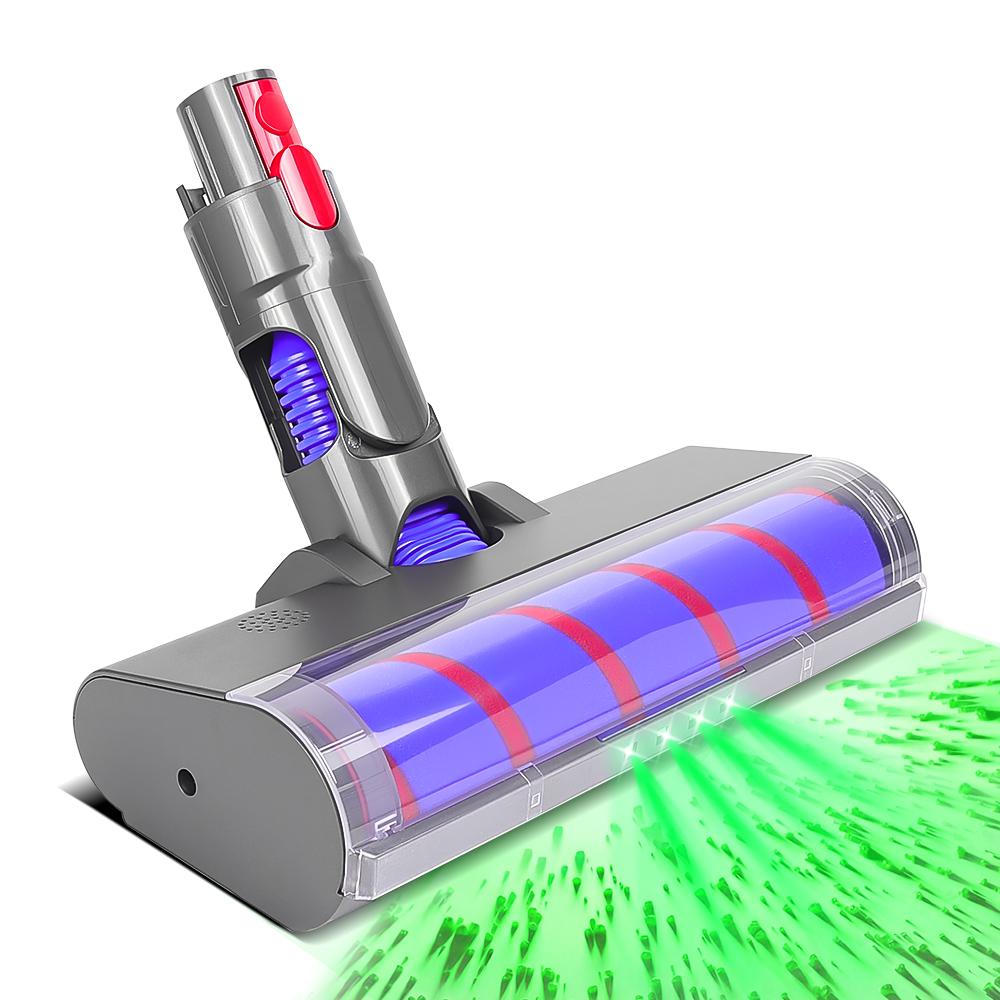 Brush Head Part For Dyson V7 V8 V10 V11 V15 Vacuum Cleaner Soft Roller Brushes with Direct Drive and 4 LED Light for Hard Floors