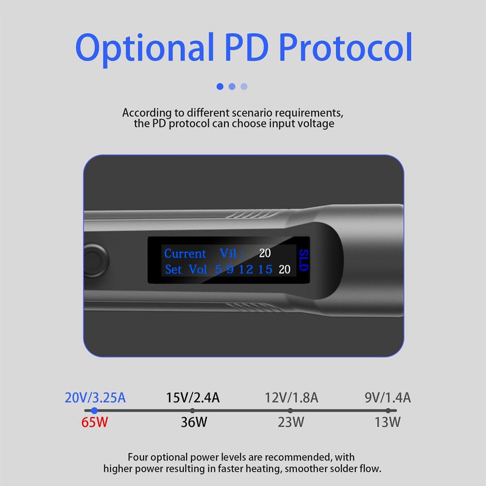 T65 SP Portable Soldering Iron Dual Power Supplying Modes Maximum 90W High Power 150 celsius to 450 celsius