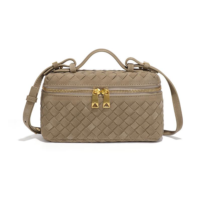 

Осень и зима новая замшевая плетеная сумка-коробка французская легкая роскошь портативная сумка для ланча на одно плечо через плечо маленькая квадратная сумка