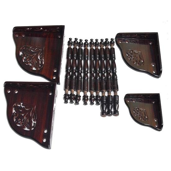 Gyönyörű fa nagy háromszintes asztal magassága 114,3 cm sarokállvánnyal kézzel készített