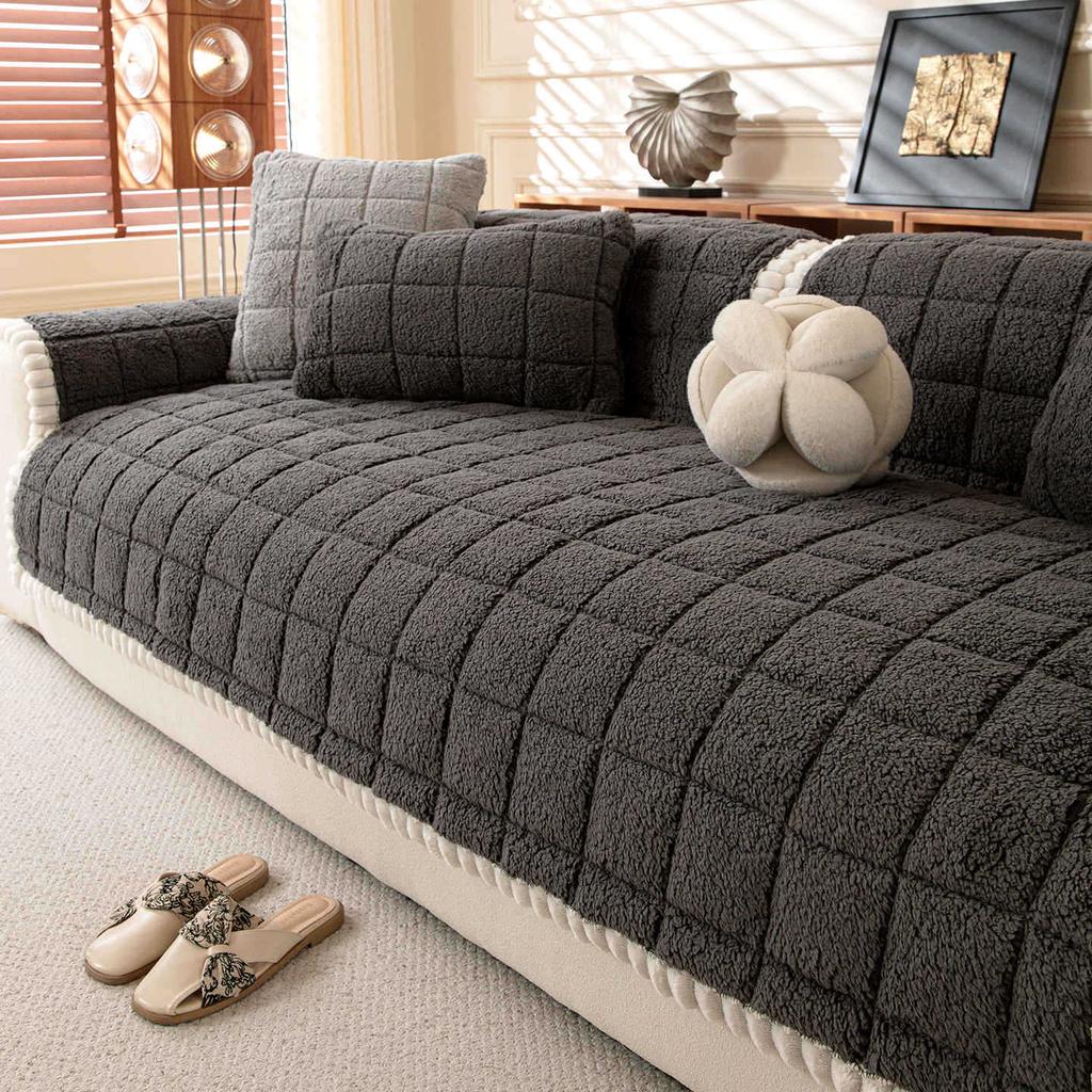 1PC Warm Plaid Sofa Mat Cover Non-slip L Corner Couch Slipcover Cat Anti-scratch Pets Kids Sofa Pads for Living Room Home Decor