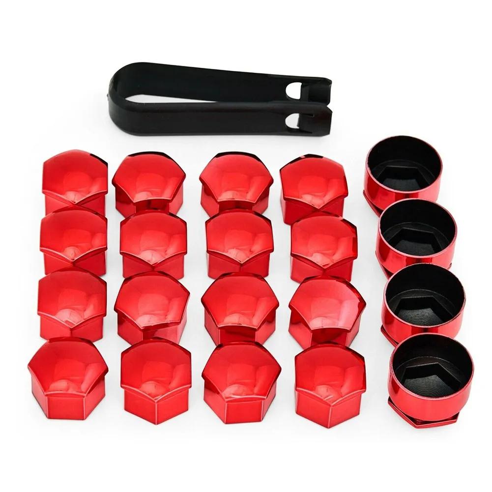 T39 Plating Red Glossy 16 Pcs Nut Cover+ T49 Plating Red 4 Pcs Lock Wheel Nut Cover+ Disassembly Tools For BMW