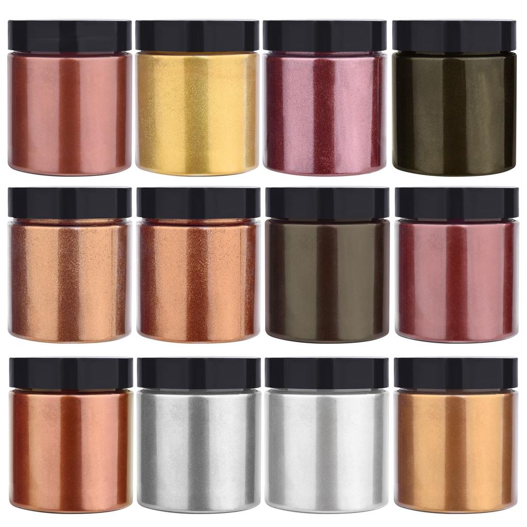 50g 12 Farben Spiegel Metall Textur Perlenpulver Seife Kerze Epoxidharz Form Perlenpigment DIY Schmuck Handwerk Herstellung Zubehör