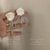 Korean Pearl Tassel Earrings with Silver Needle