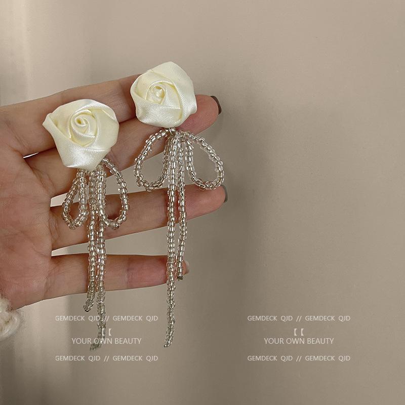 Korean Pearl Tassel Earrings with Silver Needle