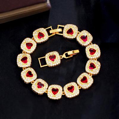 Bracciale tennis a forma di cuore color oro CMM Bohemian Style AAA+Zirconia per donna