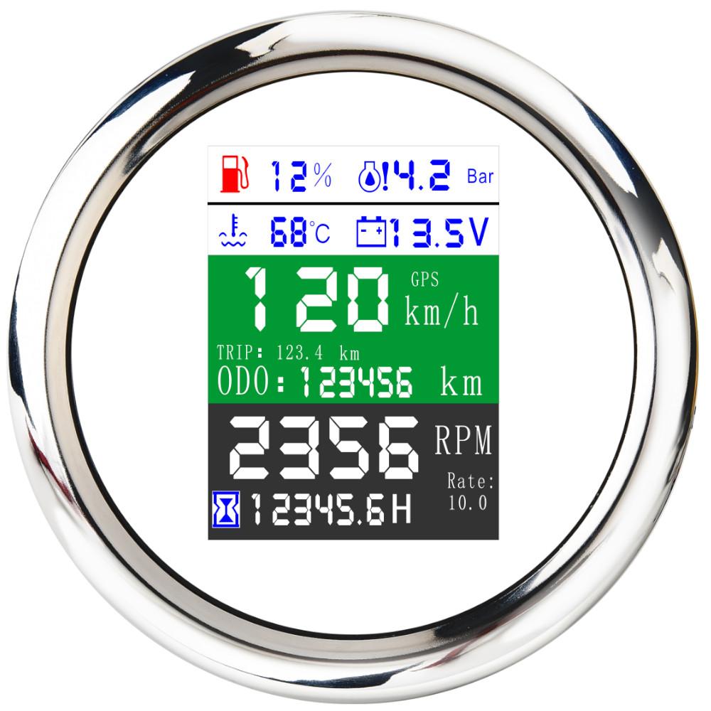6 in 1 GPS Speedometer Tachometer Gauge Fuel Level Water Temp Oil Press 0~10Bar Sensor Alarm Temp Fuel Sender For Car Boat Motor