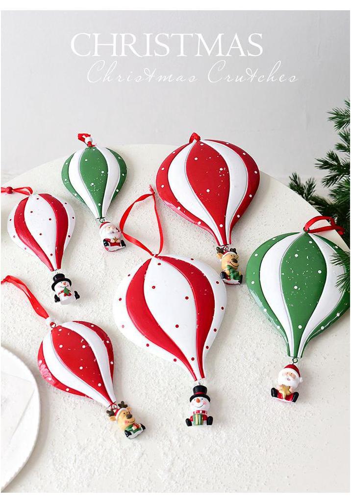 3D Hot Air Balloon Christmas Ornament: Red & Green Hanging Decoration for Holiday Festivities