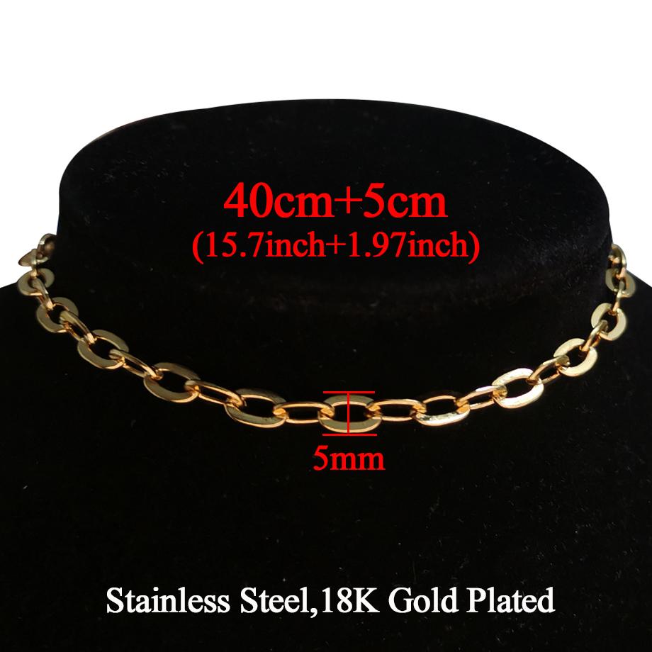 Gold Color Stainless Steel Choker Necklace Women Hip-hop Punk Short Box Link Neck Chains for Women Jewelry Collares De Moda 2019