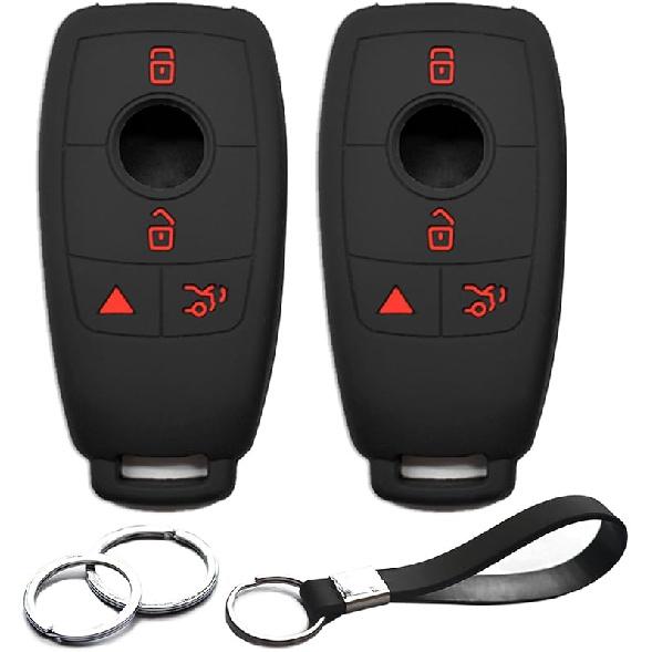 2pcs Compatible with Mercedes Benz Key Fob Cover Case Key Chain fit for A B C E G S CLA CLS GLA GLB GLC GLE GLS Glass Accessories Protector Keyless