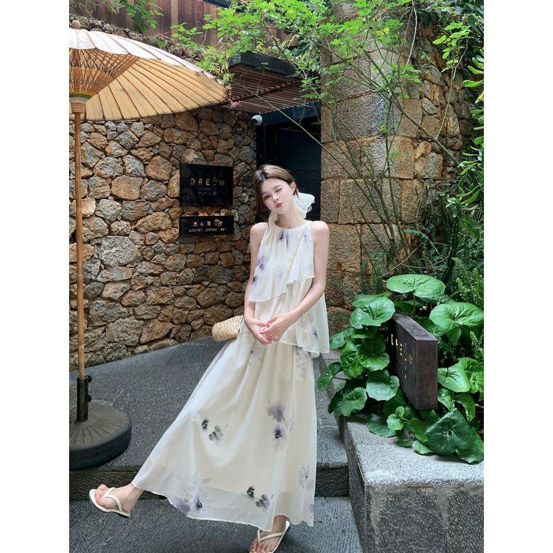 Kumikumi French style Gentle Set Sleeveless round Neck Loose Vest Women clothes Summer High Waist Skirt Two-piece Set