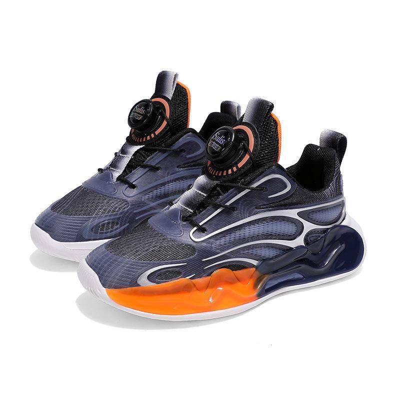 2025 new middle-aged and older children's shock absorption children's button shoes boys breathable mesh sports shoes summer running shoes