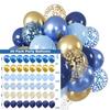 12palcová sada 60/30 ks modrých, žlutých a bílých latexových balónků s konfetami vhodná pro svatby, narozeniny, oblíbené večírky, rozlučky se svobodou