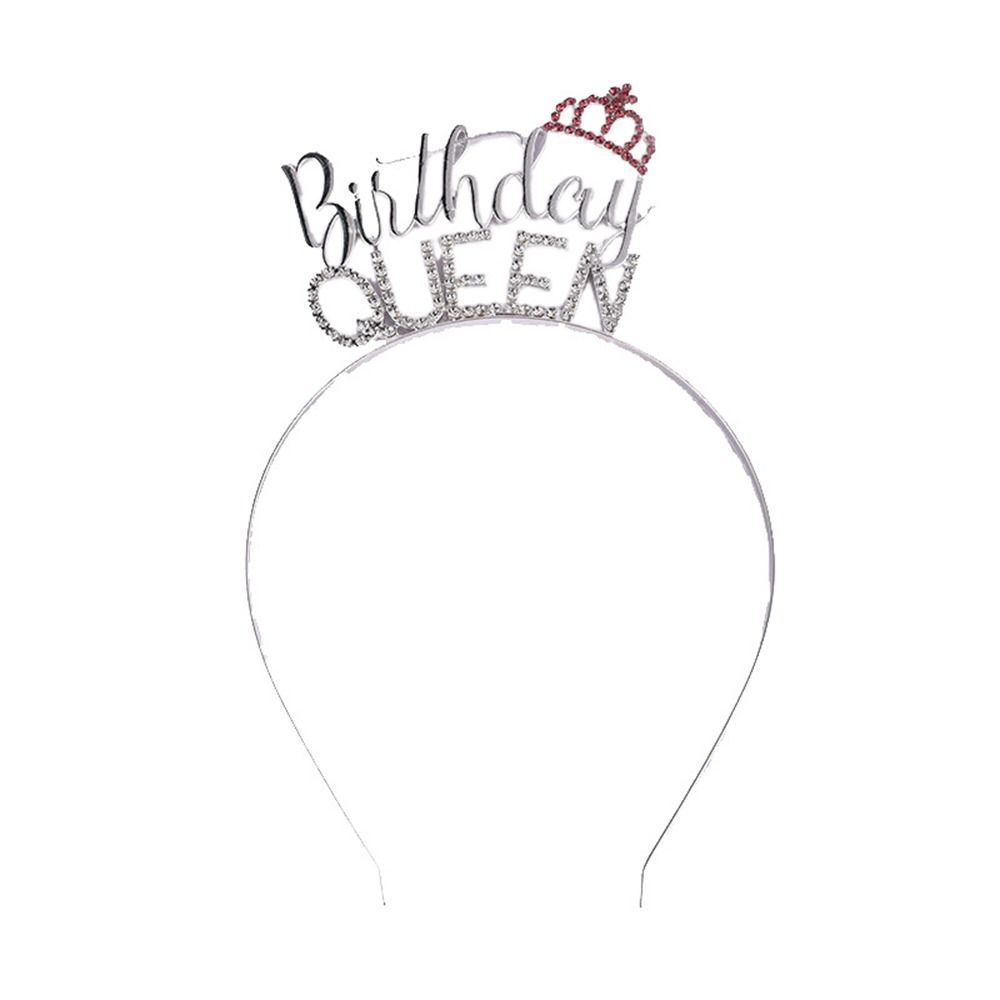 Gift Letter Zinc Zinc Alloy Tiara Crown Birthday Hair Hoop Birthday Queen Headband Female Jewelry