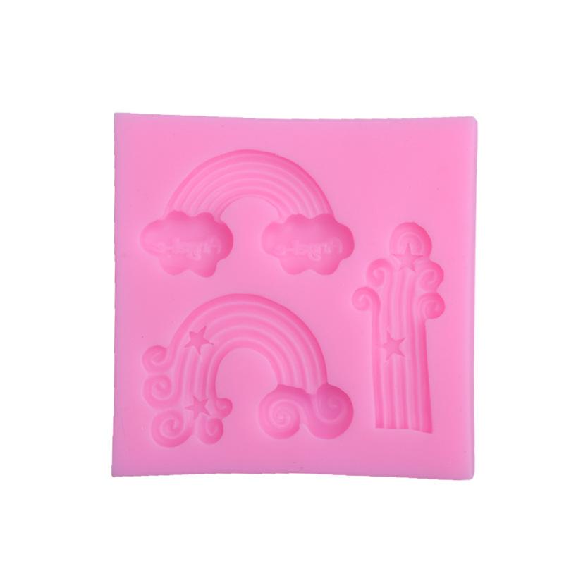 Large Rainbow Stars Cloud Moon Fondant Cake Silicone Mold Chocolate Gumpaste Mold Cupcake Topper Baking Cake Decorating Tools