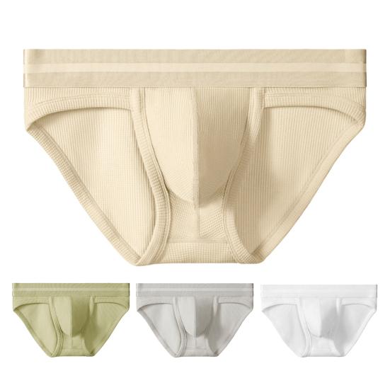 Men Briefs Mid-rise Elastic Waistband Solid Color U-Convex Panties High Elasticity Soft Breathable Slim Fit Underwear
