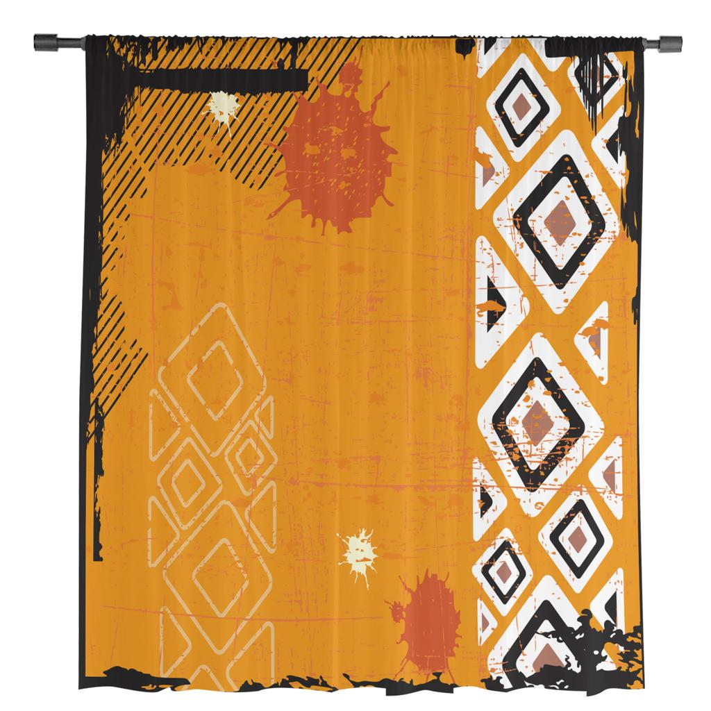 Africa Emblem Ethnic Window Treatment Tulle Modern Sheer Curtains for Kitchen Living Room the Bedroom Curtains Decoration