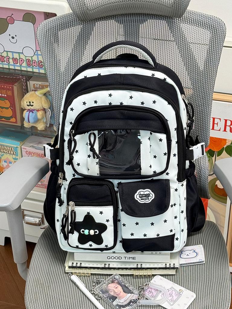 Schoolbag New Fresh and Sweet High-value Backpack Female Dopamine Transparent Pain Bag Japanese Junior High School Students Backpack Female