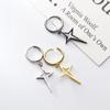 New Fashion Silver Color Pentagram Earrings for Women Charm Hollow Five-pointed Star Stainless Steel Dangle Earrings Jewelry