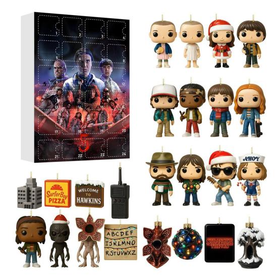 Stranger Things Advent Calendar Box 24 Days of Acrylic Ornaments for Christmas Tree Festive Collectible Gift