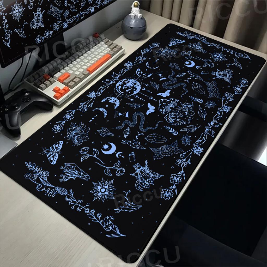 Cute Black Goth Desk Mat XXL Large Extended Desk Pad Witch Divination Mouse Pad Office Computer Keyboard Mousepad Gamer Carpet