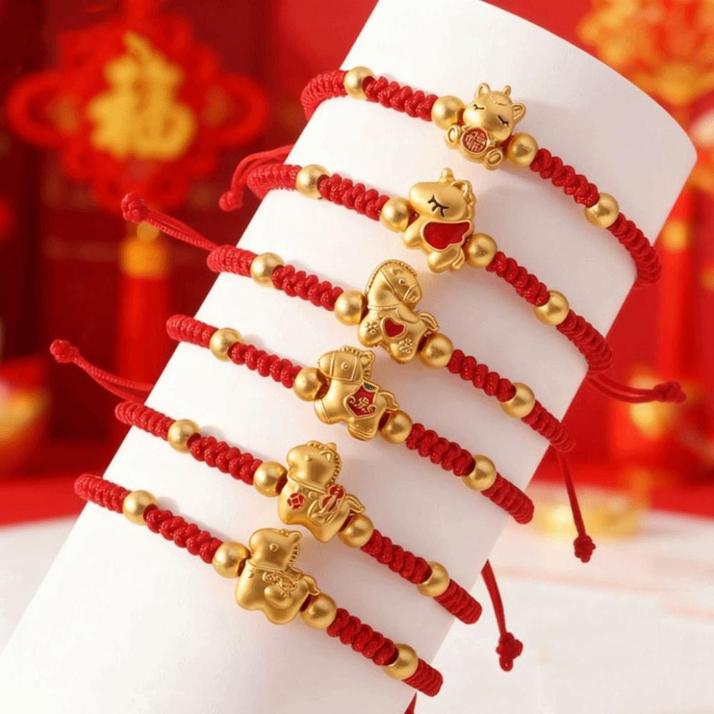 2026 2026 Horse Year Lucky Pony Red Rope Chinese Style Fortune Bracelet Horse Year Bracelet  Couple
