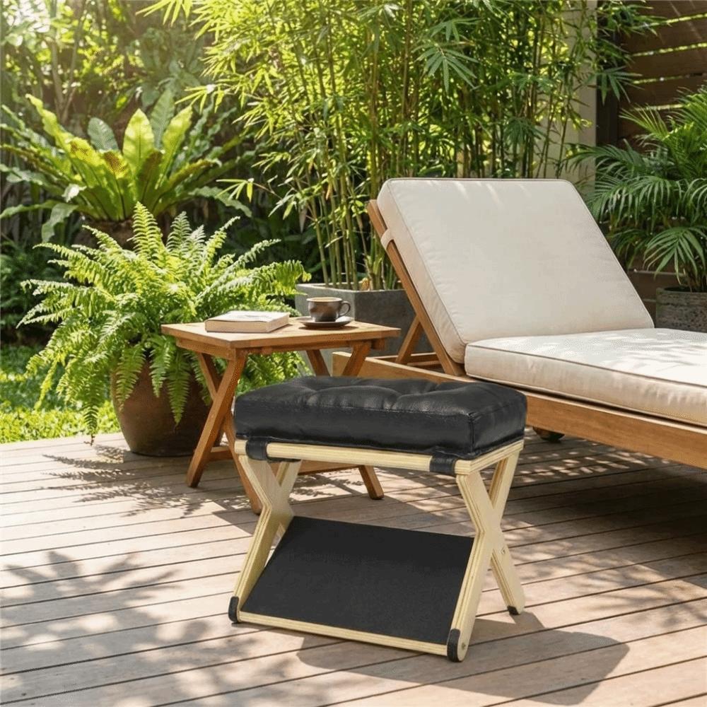 Non-Slip Base Solid Wood Footrest Natural Solid Wood Office Foot Stool Desk Work