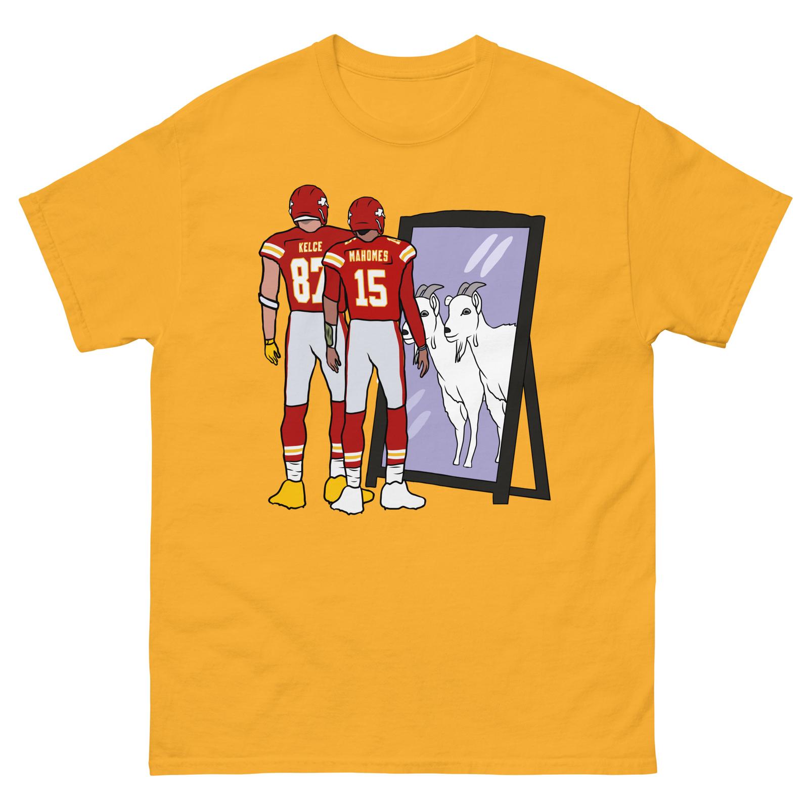 Travis Kelce and Patrick Mahomes Mirror GOATs T-shirt XXXXL