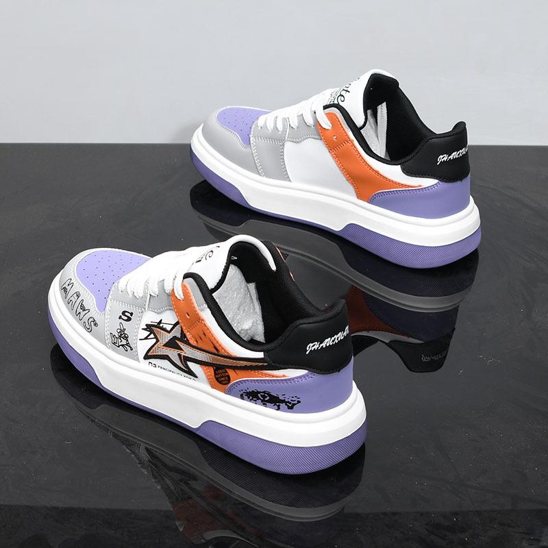 Leather spring new dad shoes youth height increase thick sole breathable casual